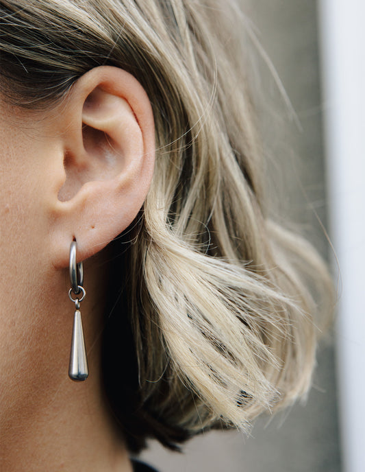 Silver Elongated Drop Earrings