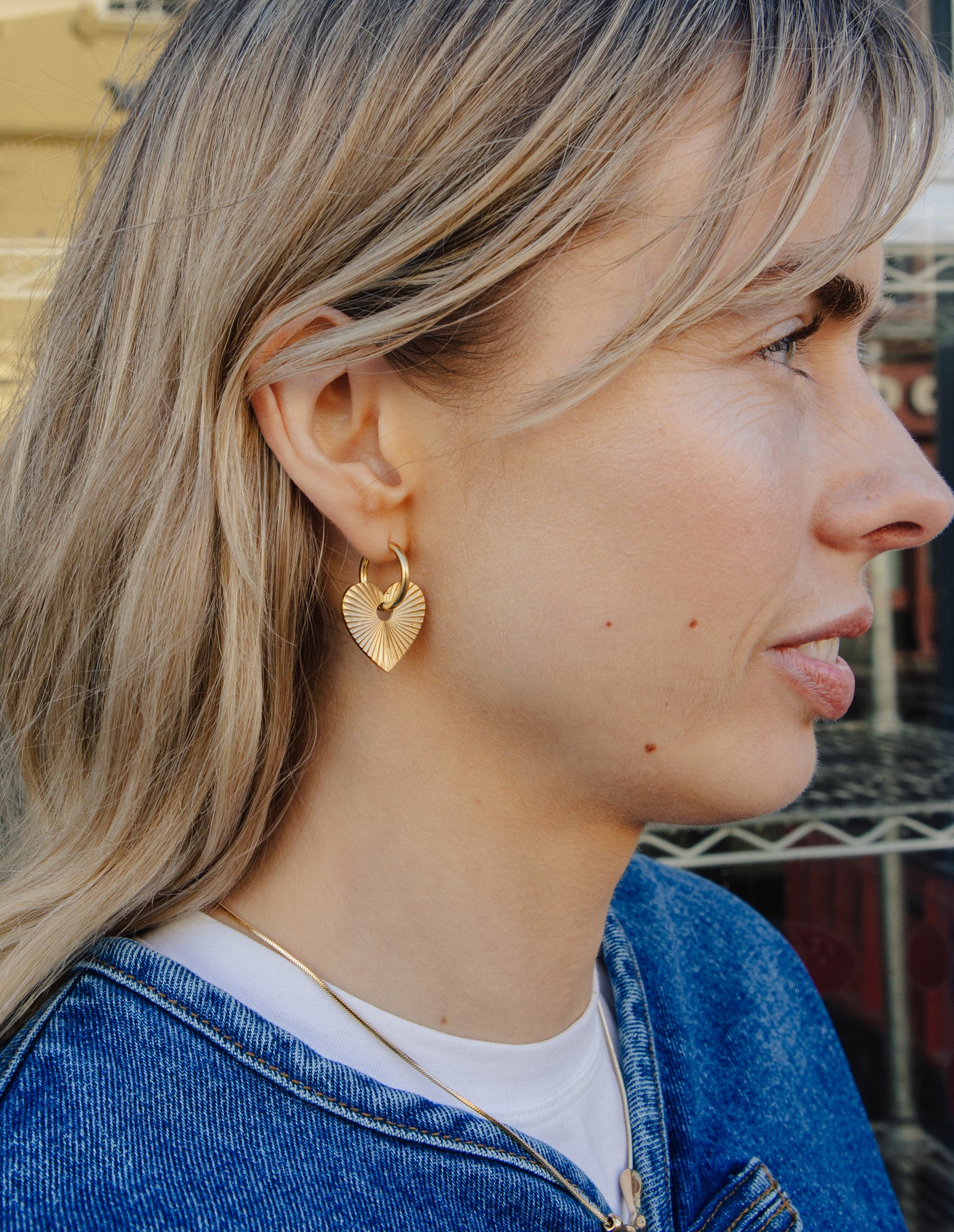 Gold Heart Drop Earrings, Tarnish-Free Gold Plating