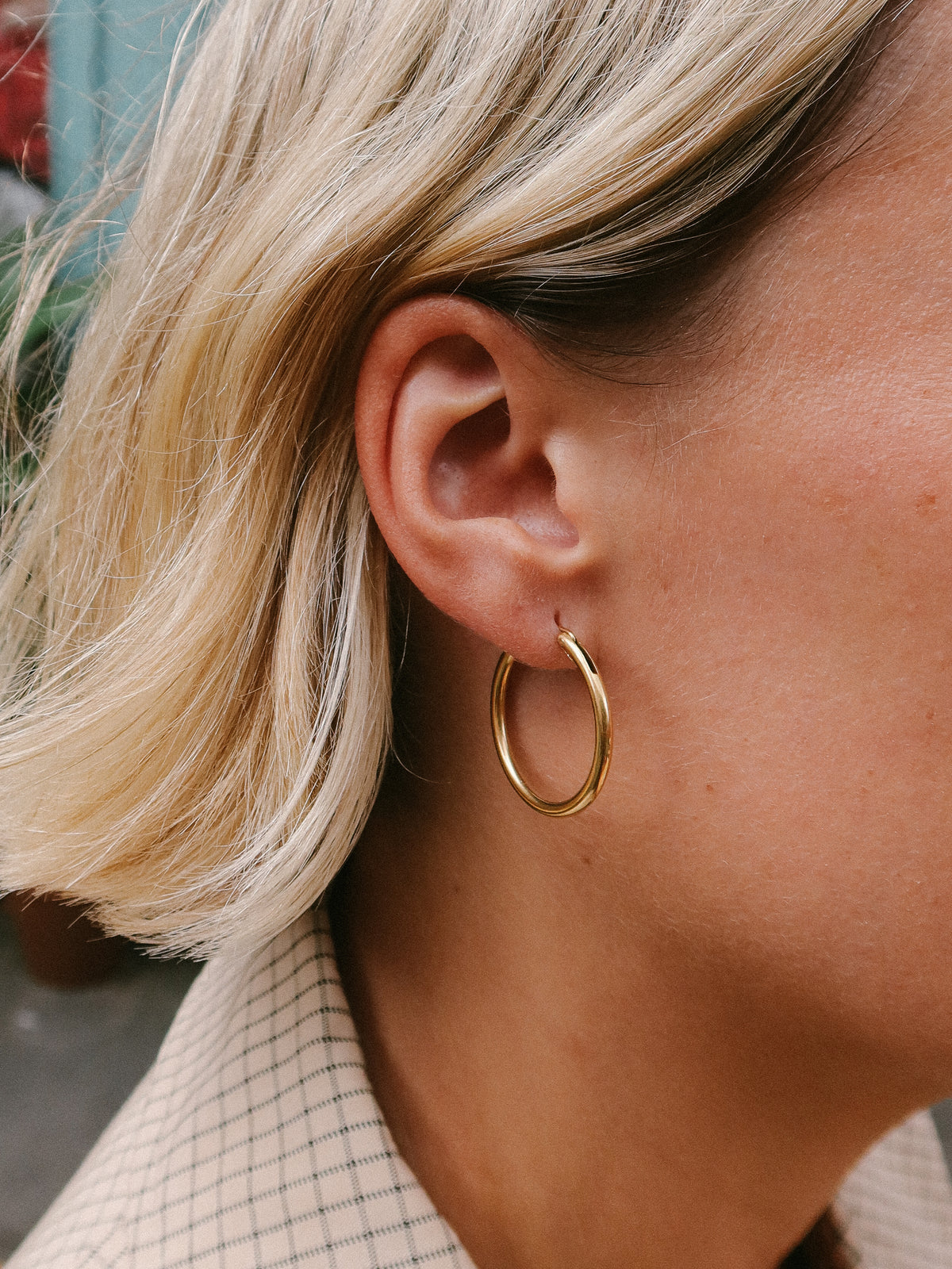 Gold Everyday Hoop Earrings 35 mm, Tarnish-Free Gold Plating