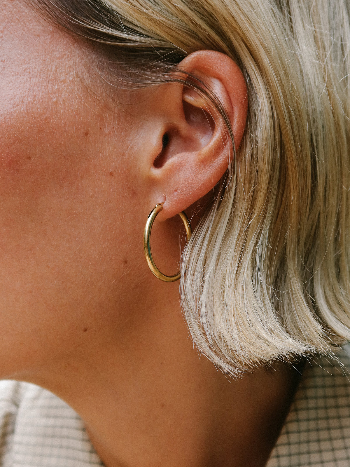 Gold Everyday Hoop Earrings 35 mm, Tarnish-Free Gold Plating