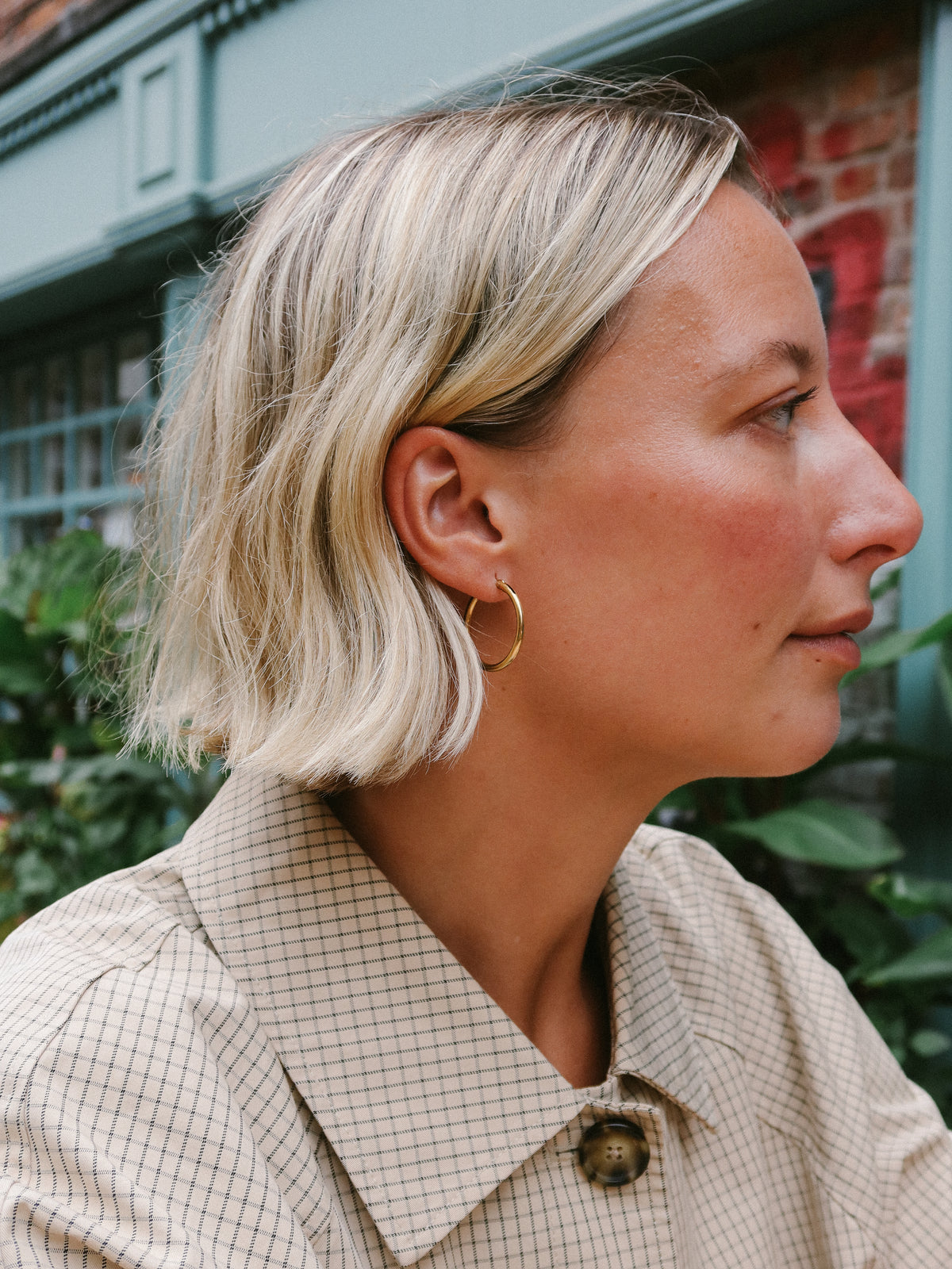 Gold Everyday Hoop Earrings 35 mm, Tarnish-Free Gold Plating