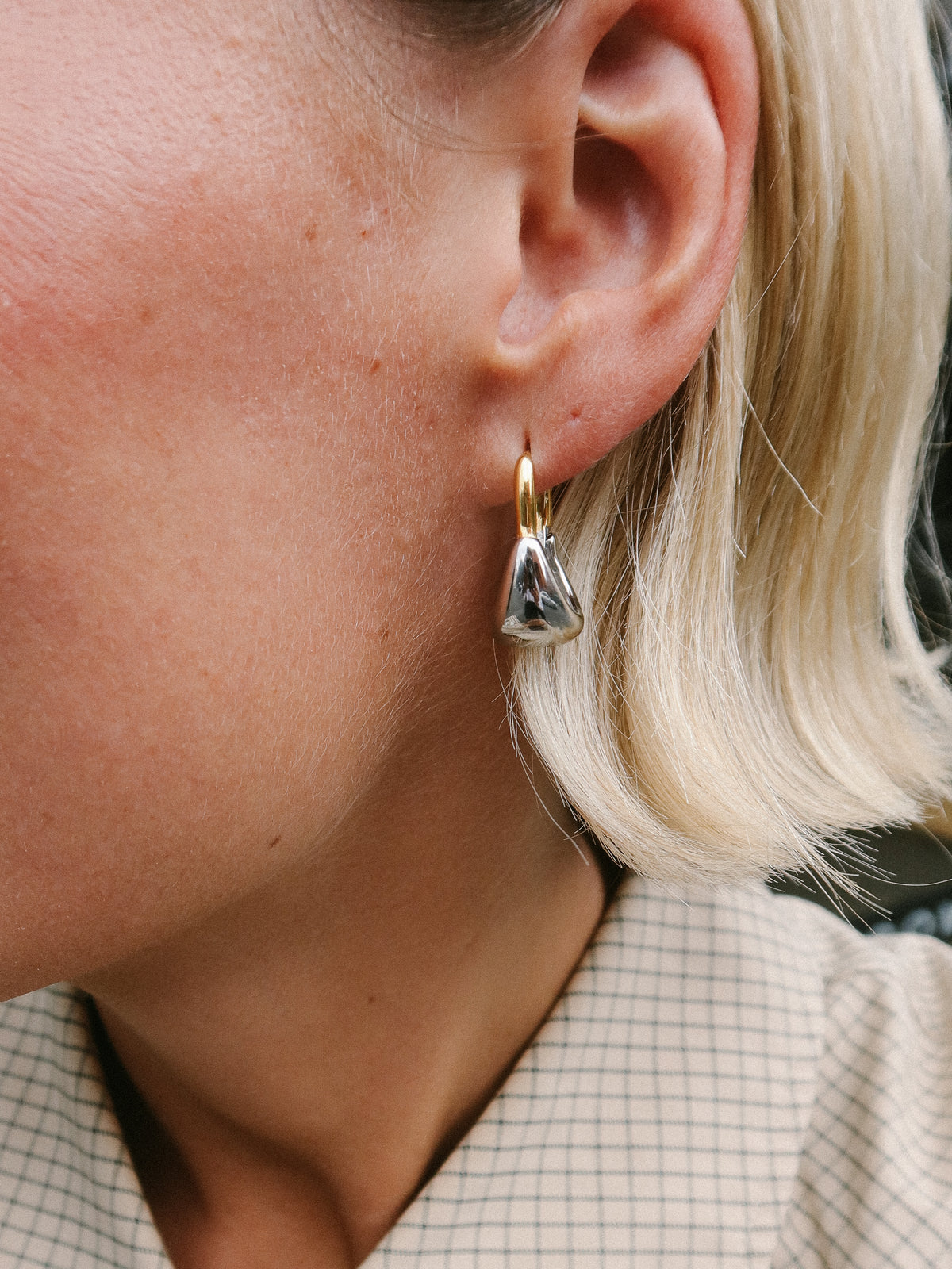 Gold and Silver Dual Hoop Earrings, Tarnish-Free Plating