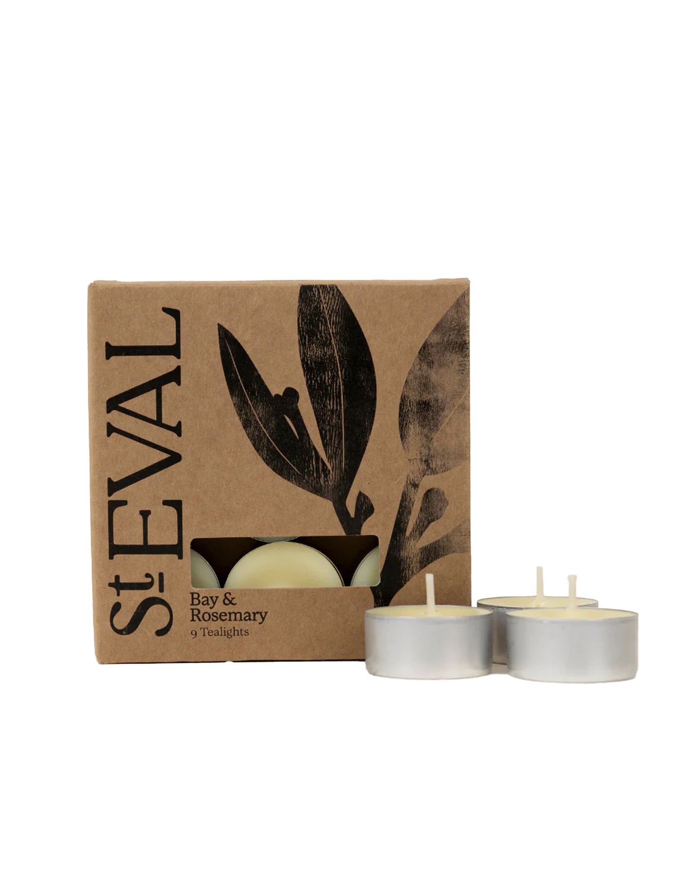 St. Eval Bay & Rosemary candles with packaging on a white background