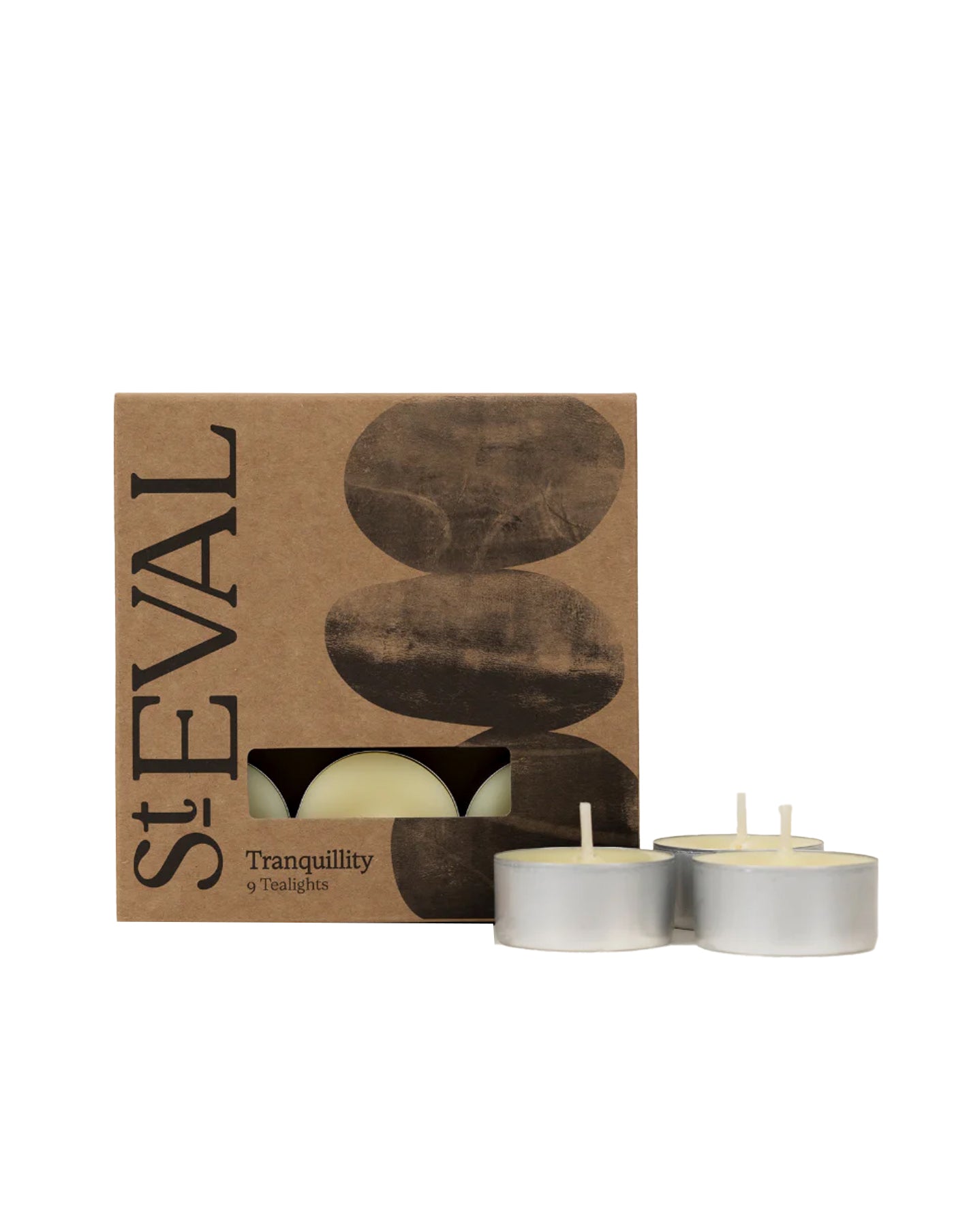 St Eval Tranquility tealights in a cardboard box on a white background