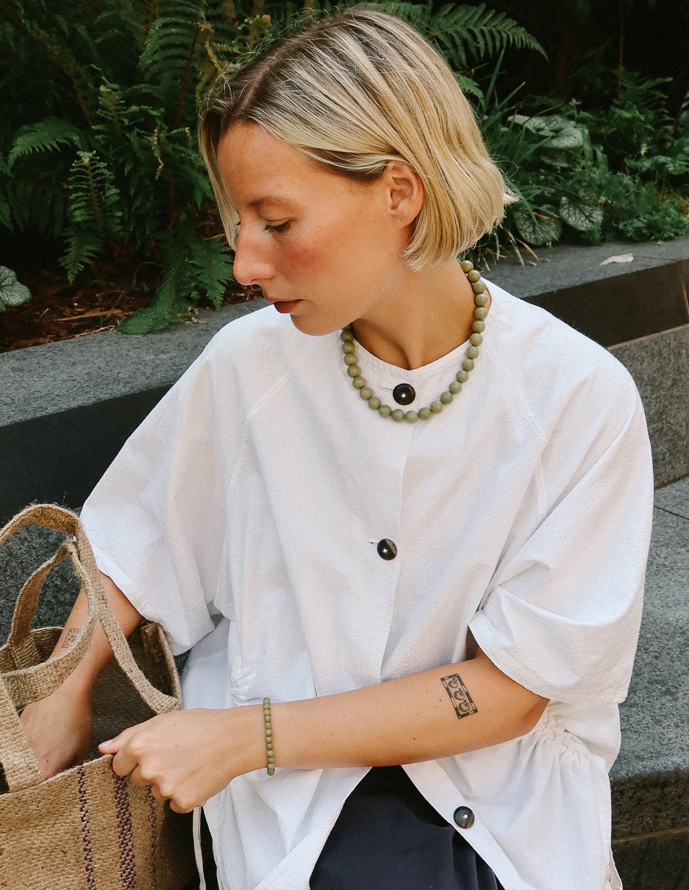 Faro Green Alashan Agate Necklace, Soi