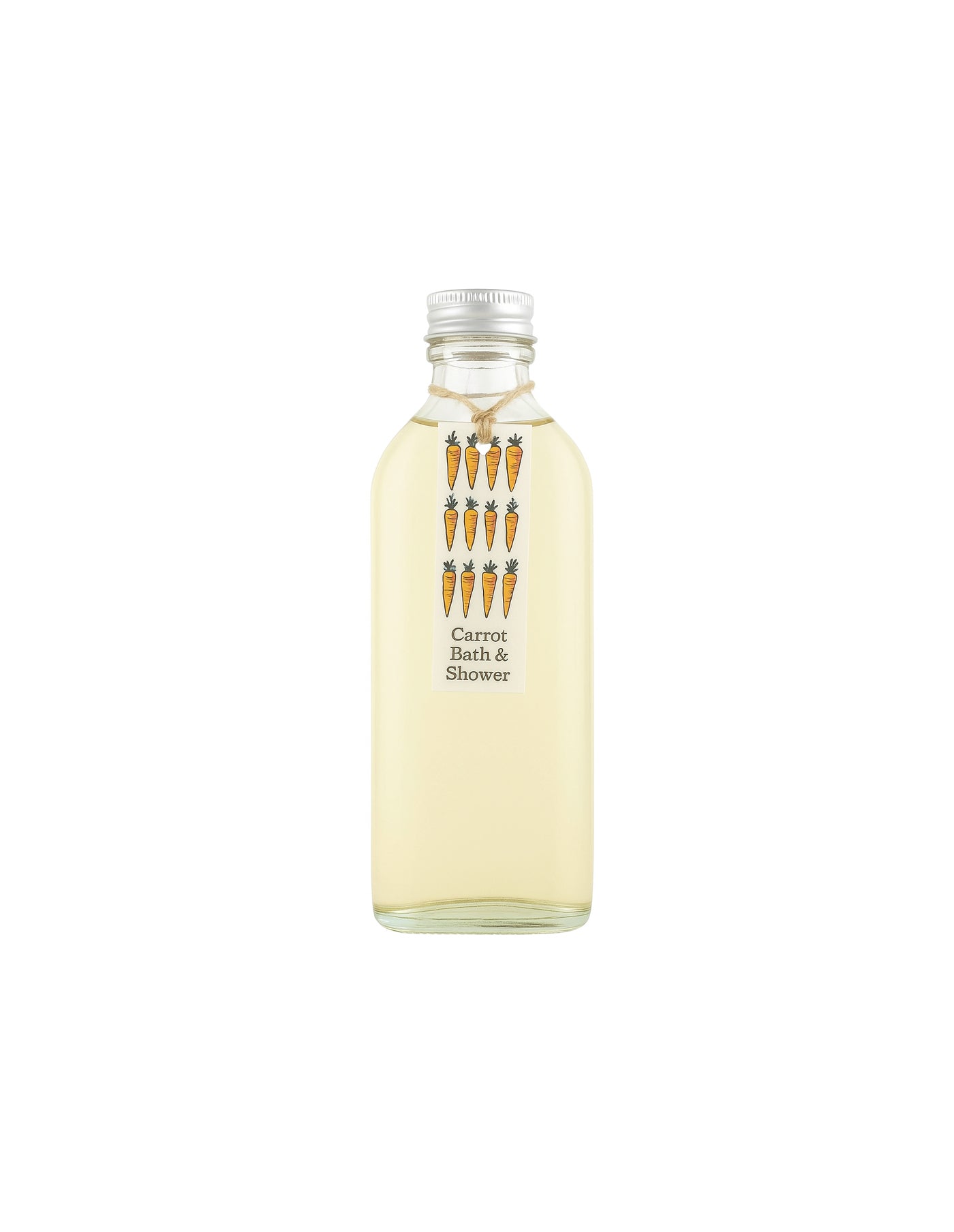 Bottle of Carrot Bath & Shower gel with carrot design on a white background