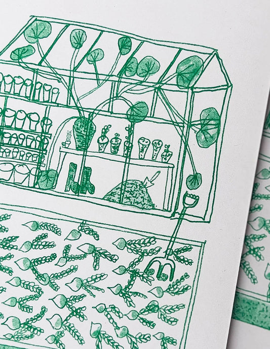 Greenhouse Print Greeting Card, Hot Pink Press