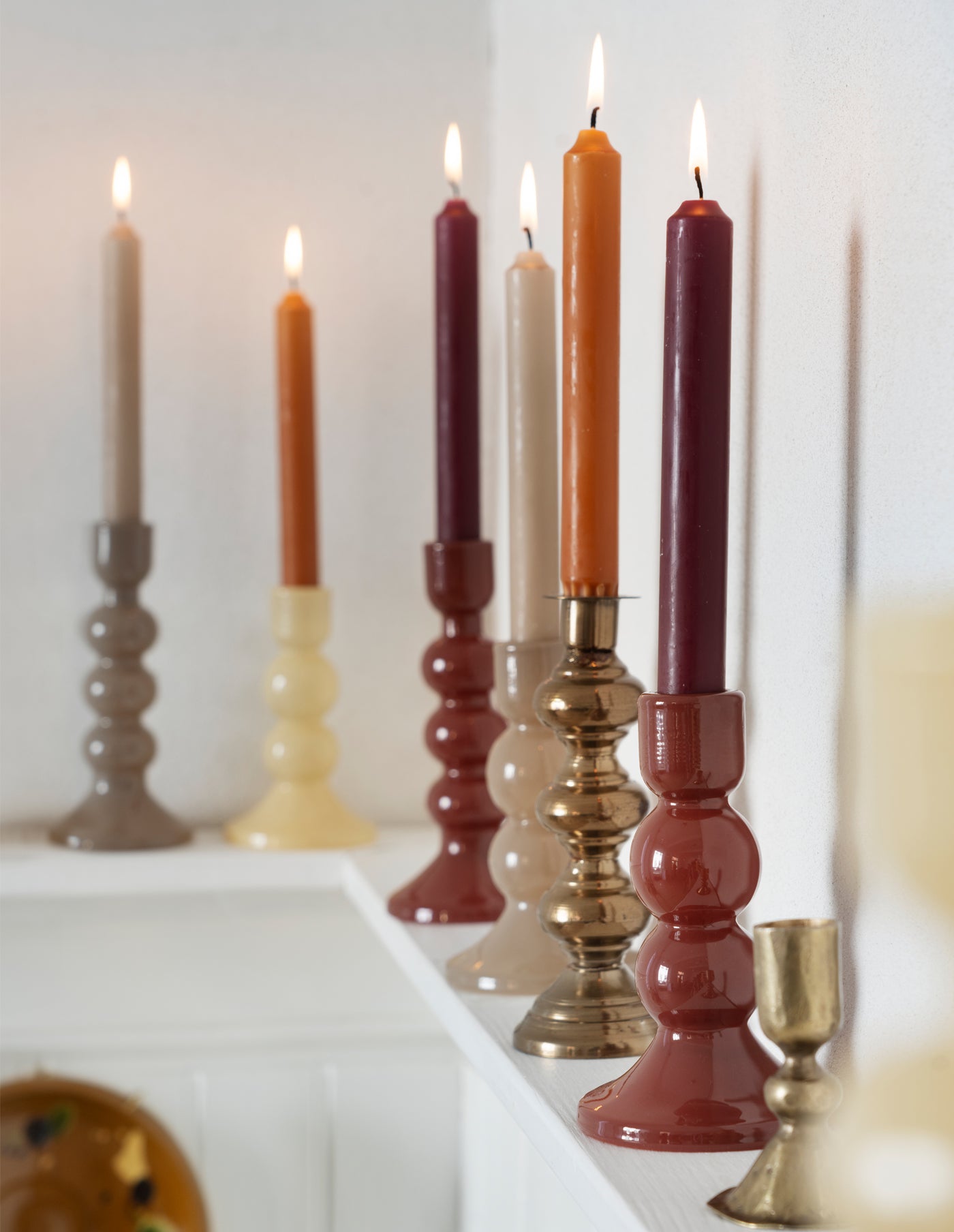 Honey Yellow Glass Candle Holder, Madam Stoltz