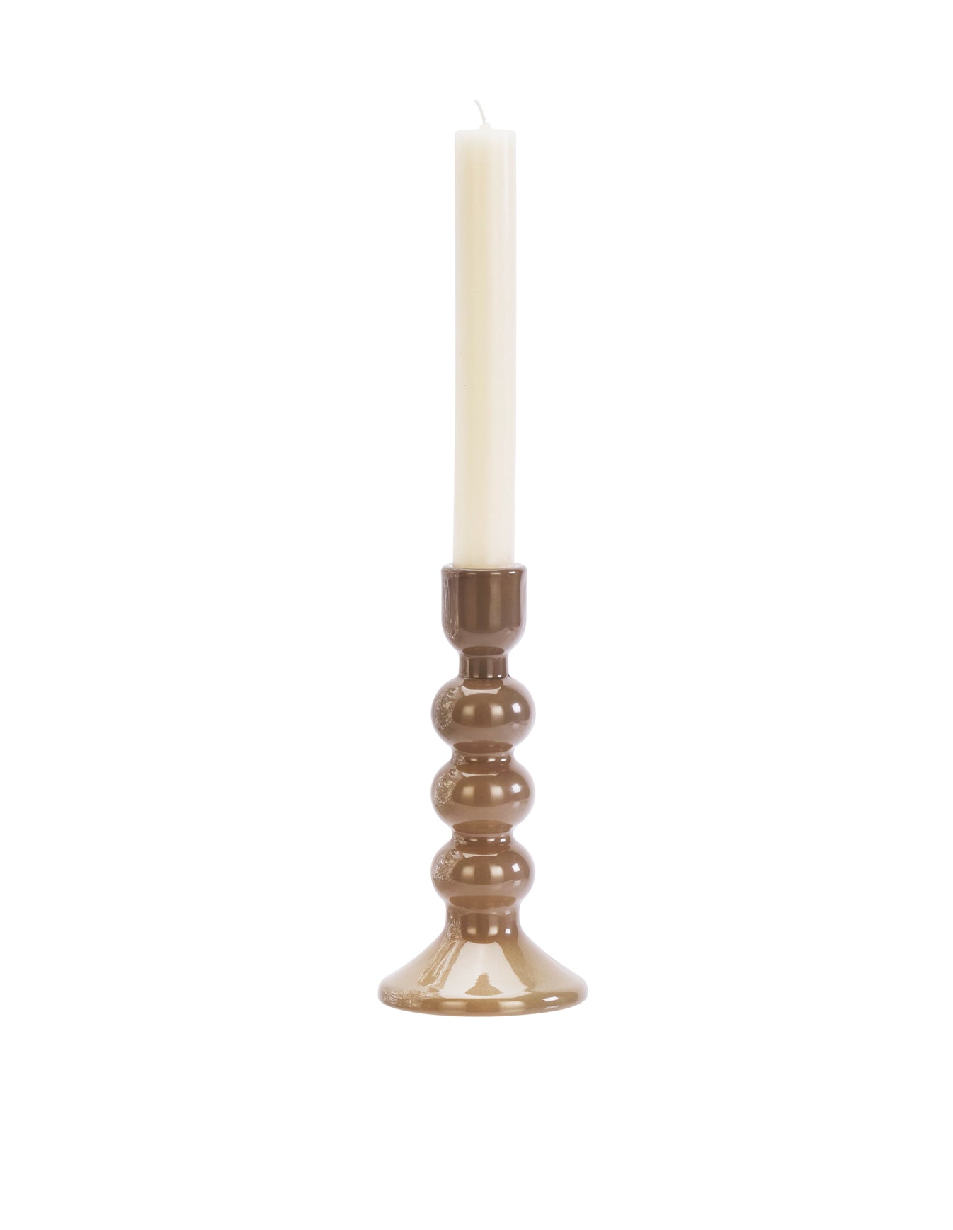 Taupe Glass Candle Holder, Madam Stoltz