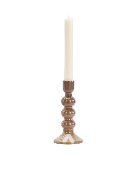 Taupe Glass Candle Holder, Madam Stoltz