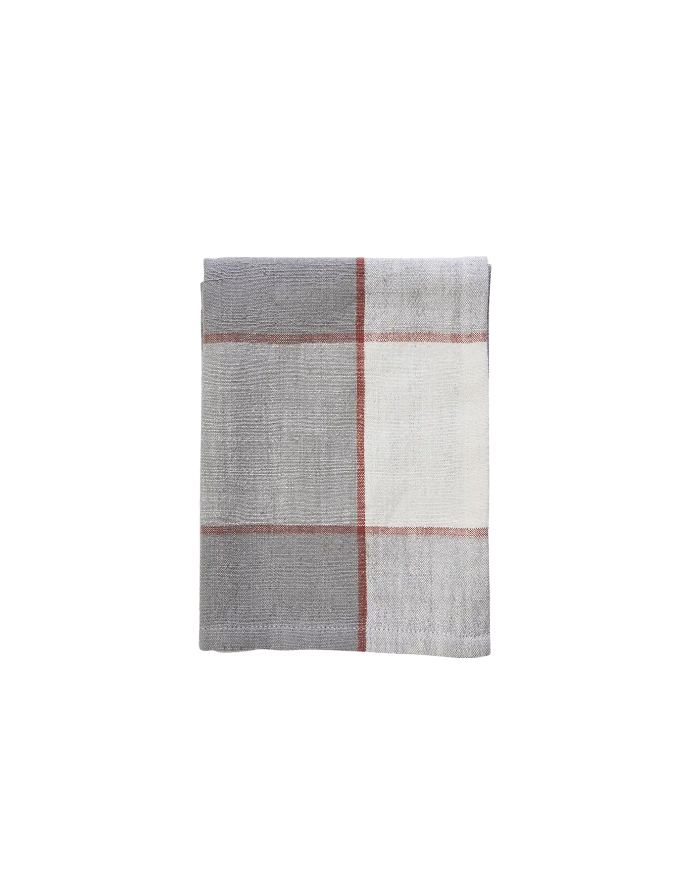 Grey and Tomato Checked Cotton Towel, Madam Stoltz