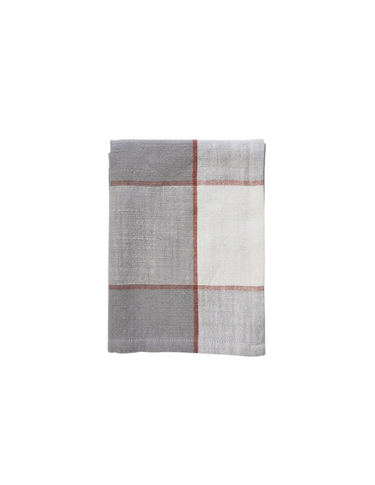 Grey and Tomato Checked Cotton Towel, Madam Stoltz