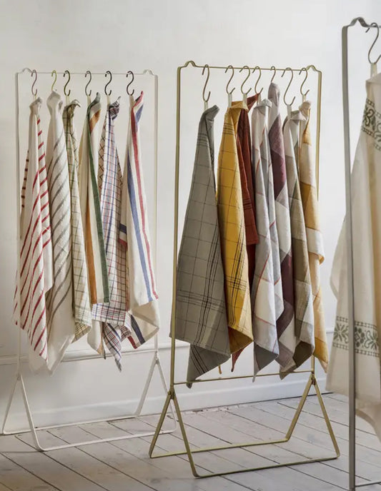 Grey and Tomato Checked Cotton Towel, Madam Stoltz