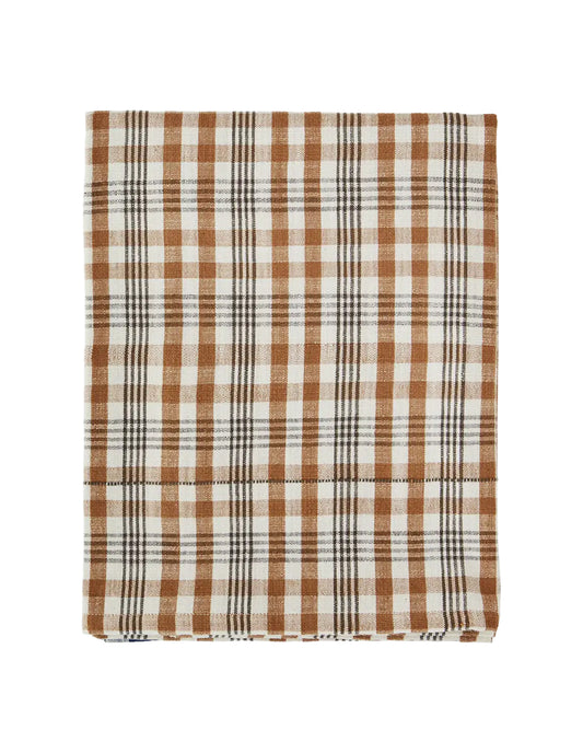 Burnt Orange Cotton Check Tablecloth, Madam Stoltz