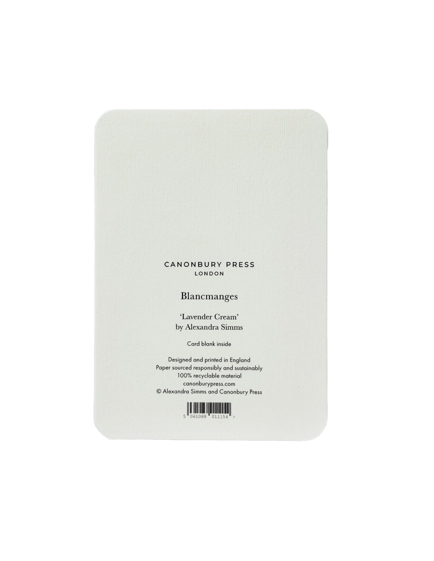 Lavender Cream Blancmange Greeting Card, Canonbury Press