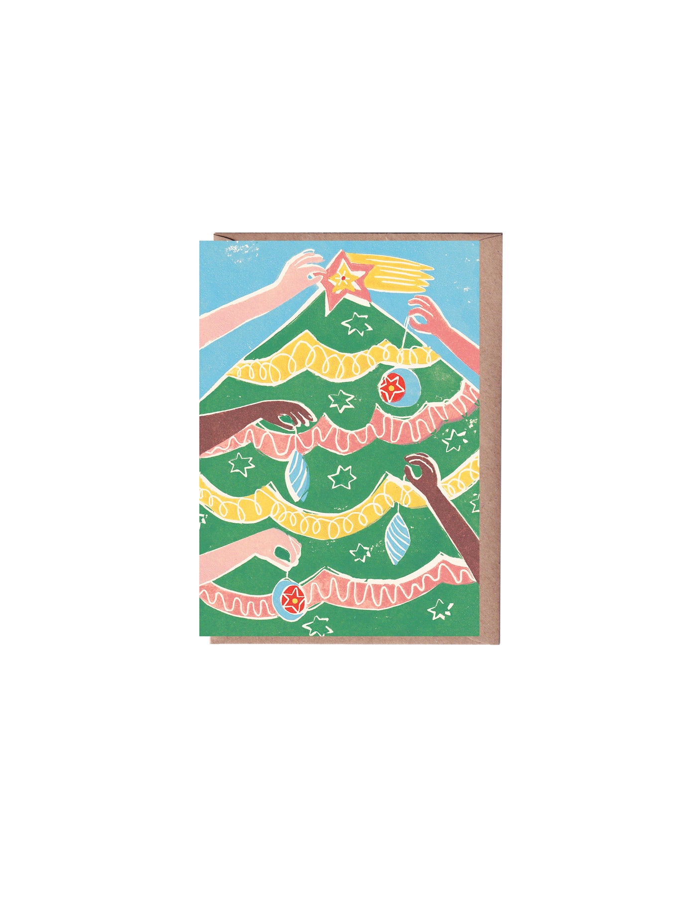 Decorating the Tree Christmas Holiday Greeting Card, Luiza Holub