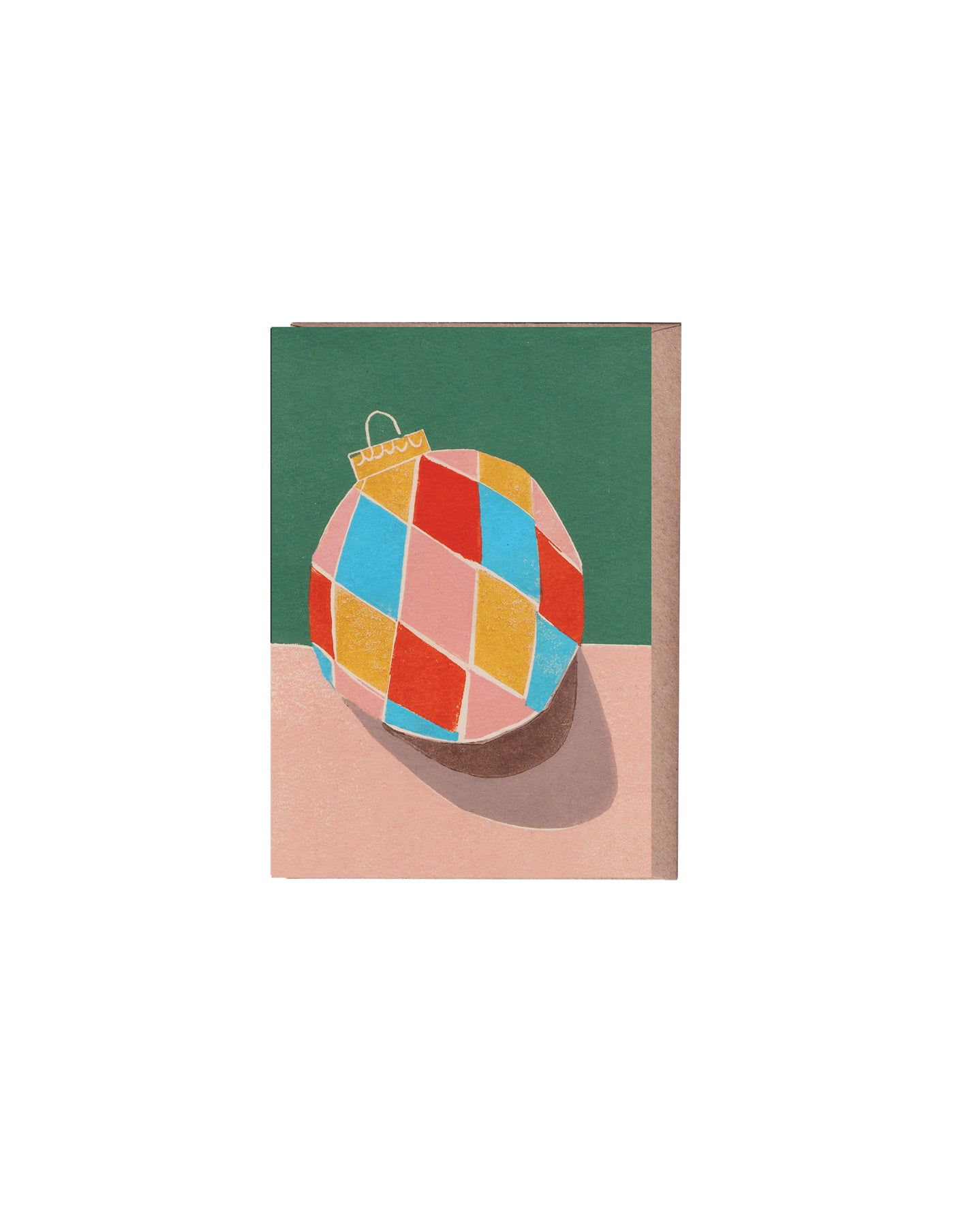 Harlequin Bauble Christmas Holiday Greeting Card, Luiza Holub