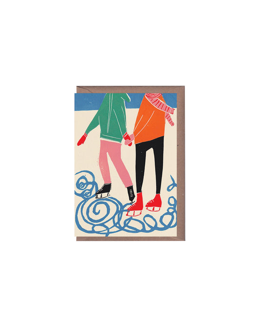 Ice Skaters Christmas Holiday Greeting Card, Luiza Holub