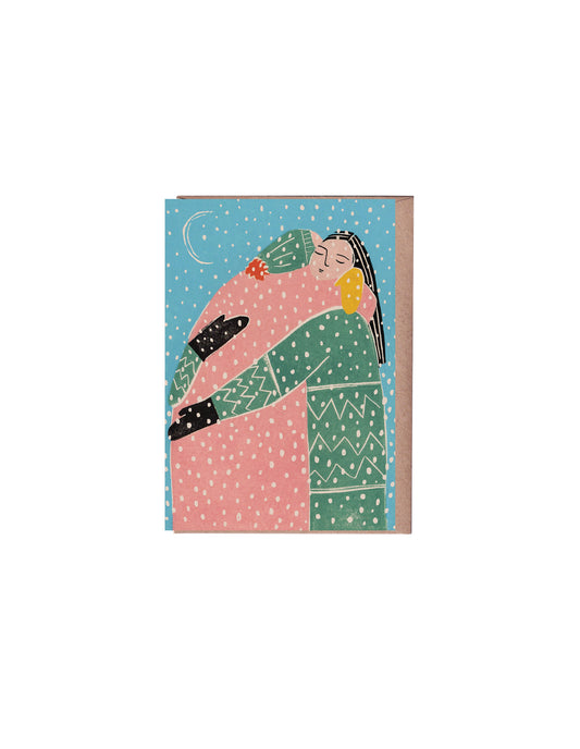Winter Hugs Christmas Holiday Greeting Card, Luiza Holub