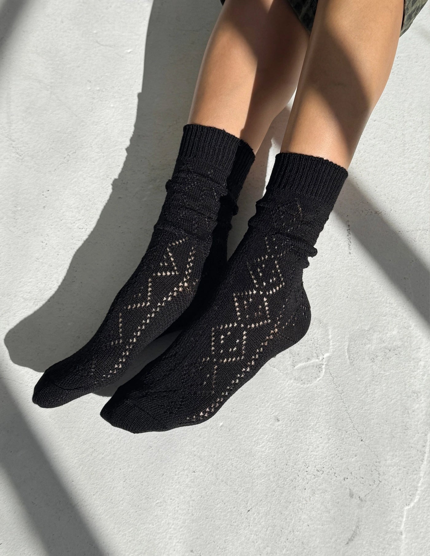 Black Modal Eyelet Socks, Le Bon Shoppe