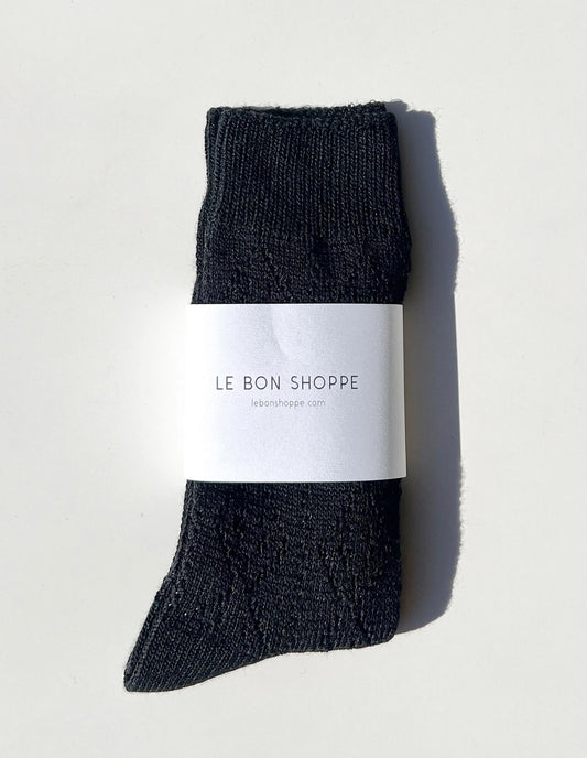 Black Modal Eyelet Socks, Le Bon Shoppe