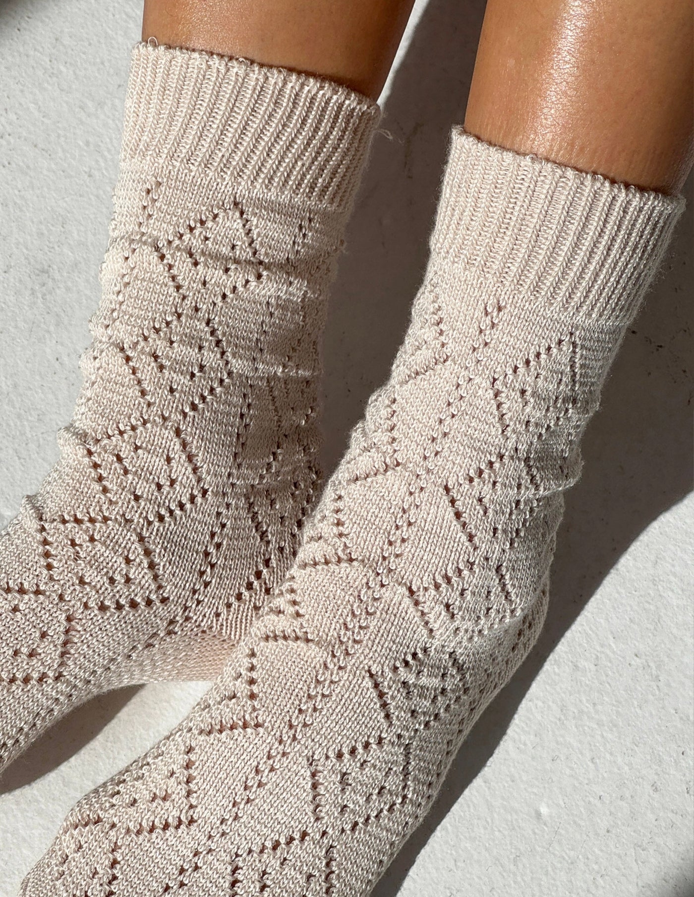 Oyster Modal Eyelet Socks, Le Bon Shoppe
