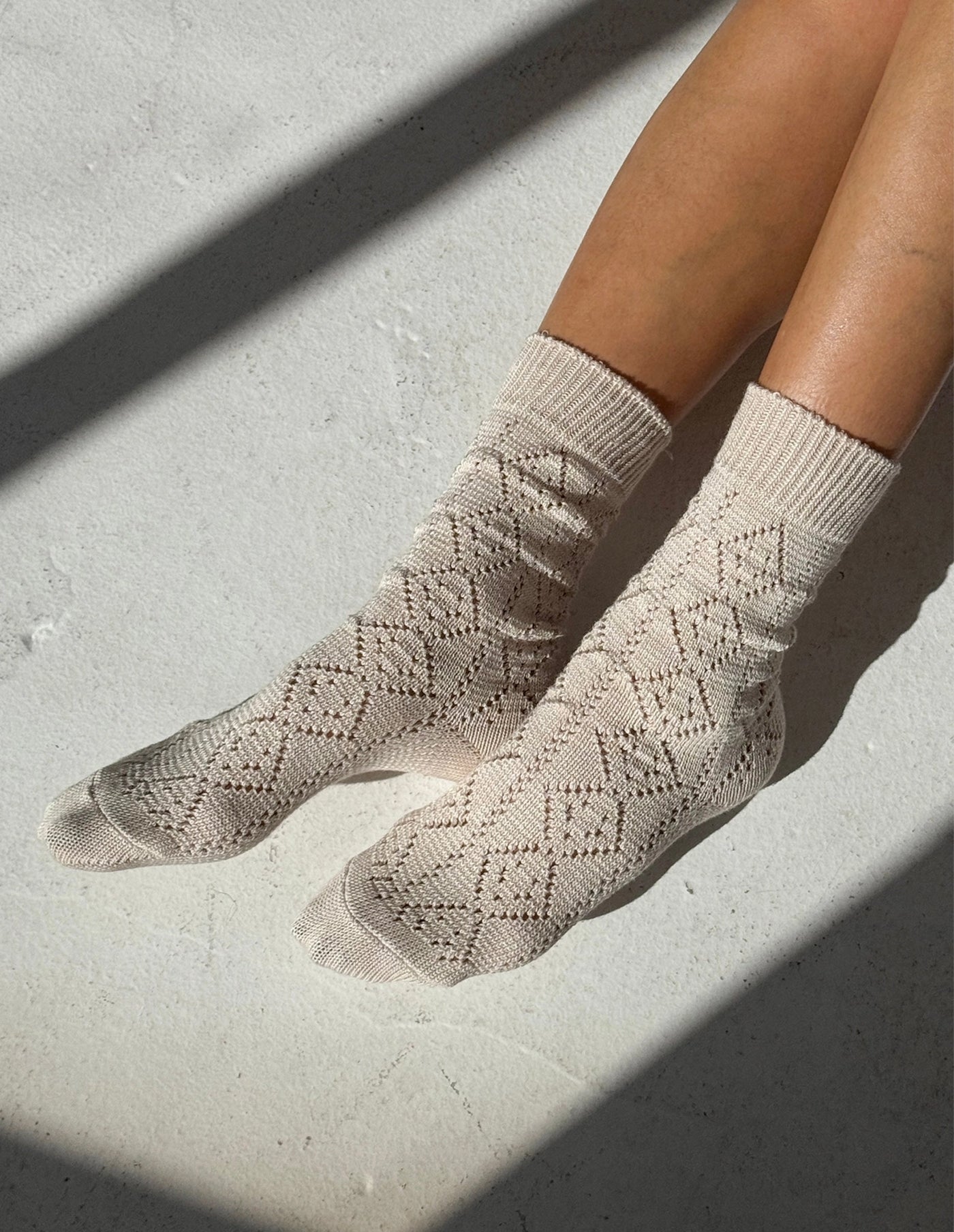 Oyster Modal Eyelet Socks, Le Bon Shoppe