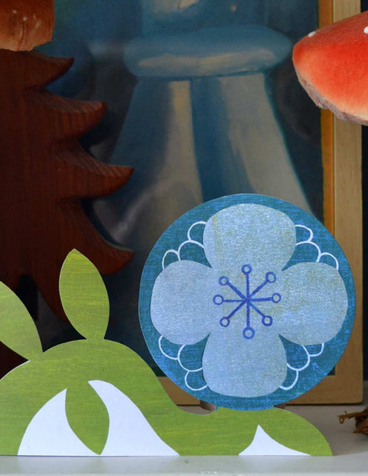 Blue Flower Shaped Greeting Card, Mortlake Papers