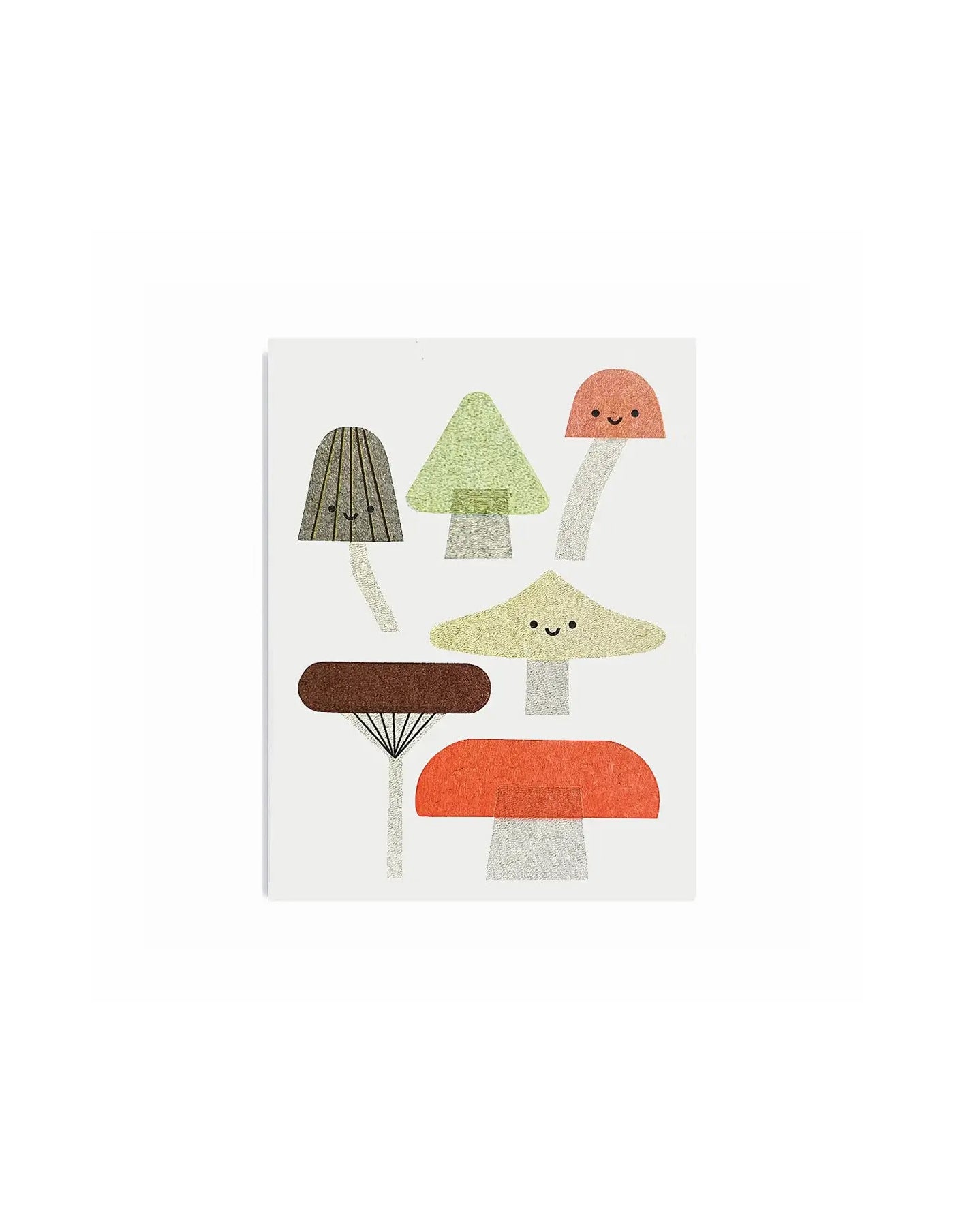 Set of colorful mushroom illustrations on a white background