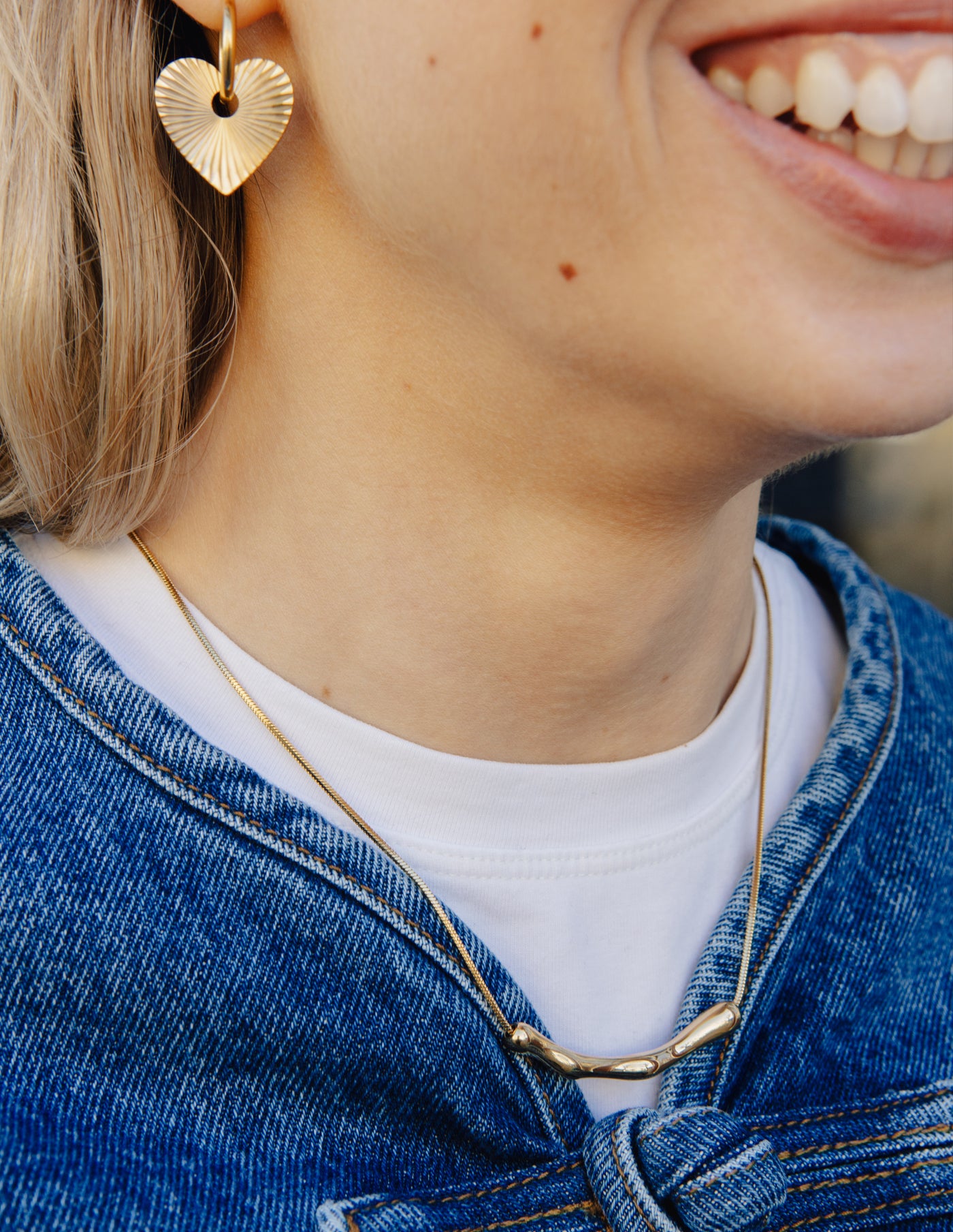 Gold Organic Bar Necklace, Tarnish-Free Gold Plating
