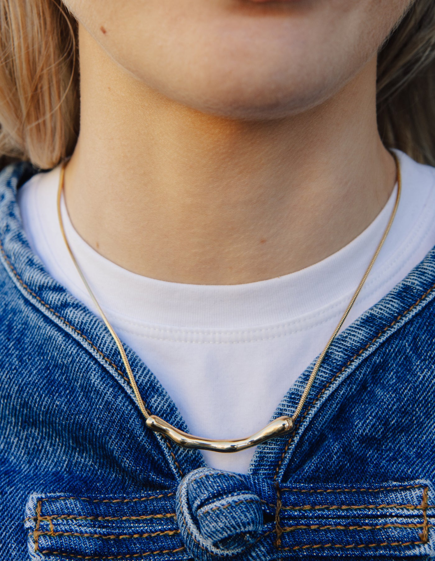 Gold Organic Bar Necklace, Tarnish-Free Gold Plating