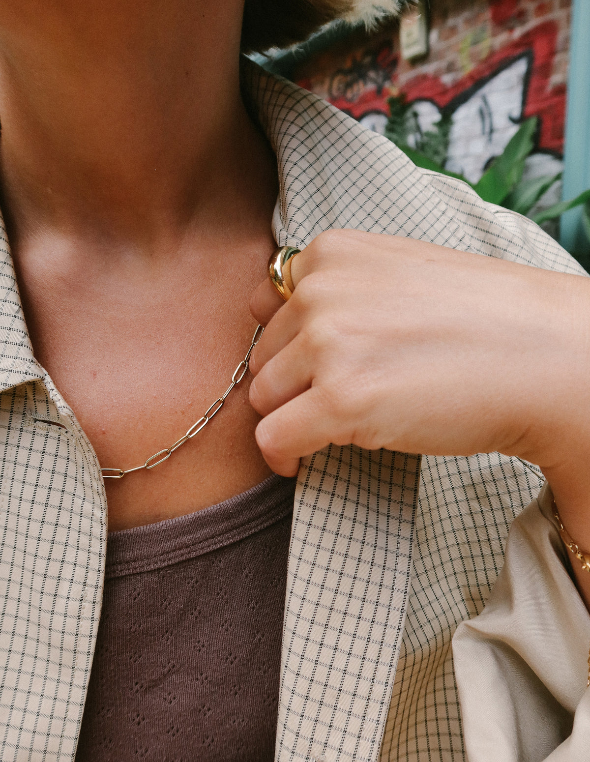 Gold Paperclip Chain Link Necklace, Tarnish-Free Gold Plating