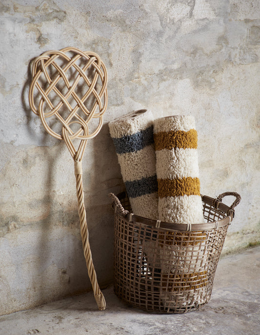 Mustard Striped Tufted Bath Mat, Madam Stoltz