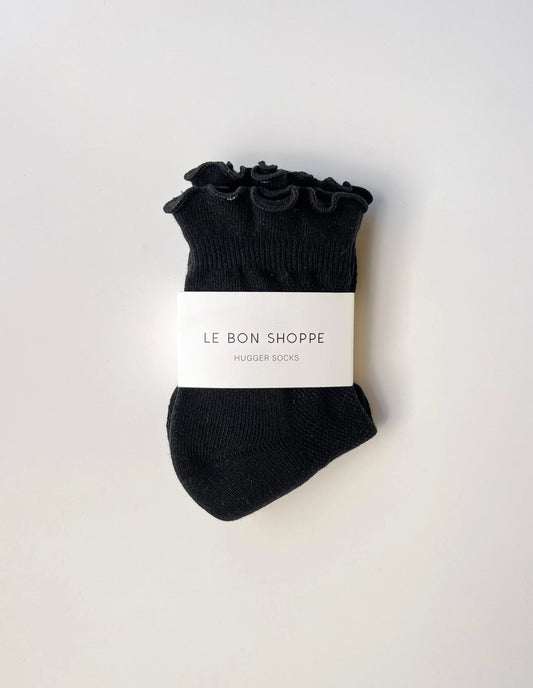 Black Ruffled Hugger Crew Socks, Le Bon Shoppe