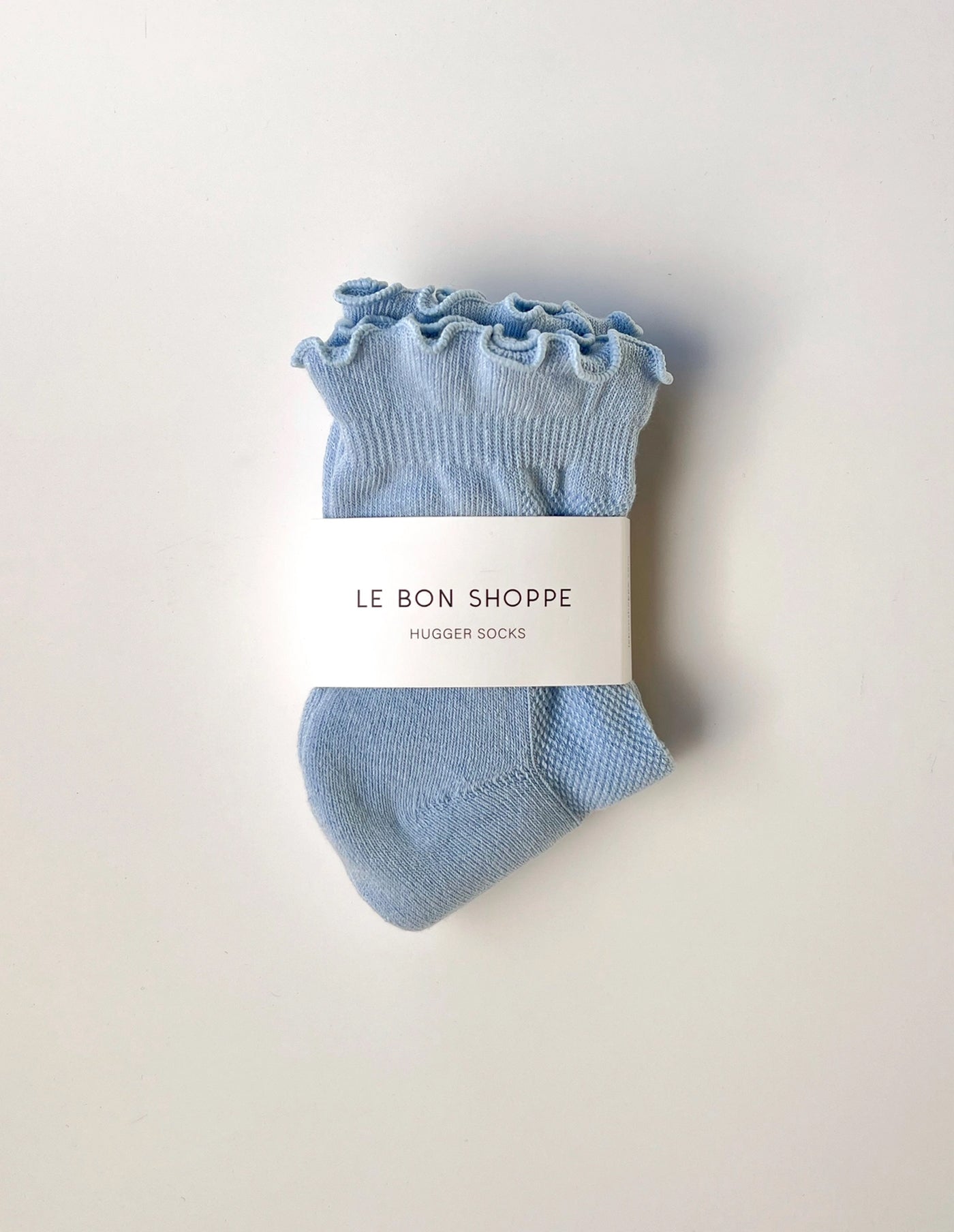 Periwinkle Blue Ruffled Hugger Crew Socks, Le Bon Shoppe