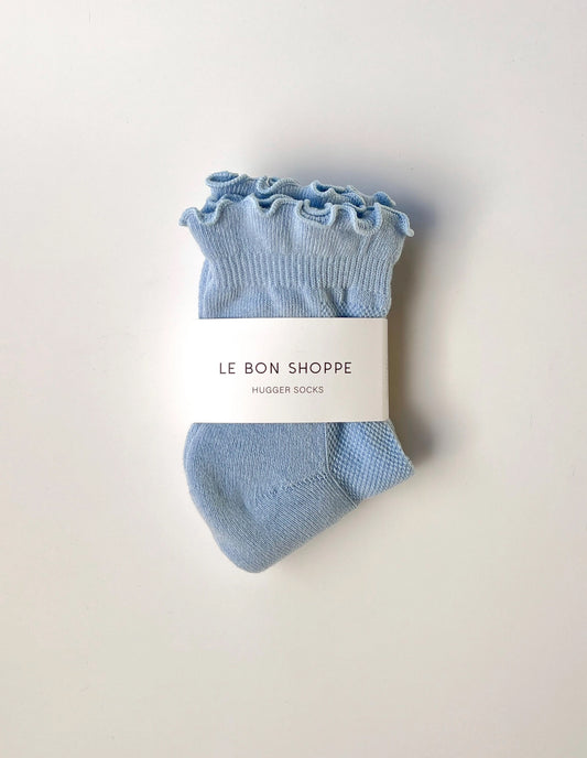 Periwinkle Blue Ruffled Hugger Crew Socks, Le Bon Shoppe