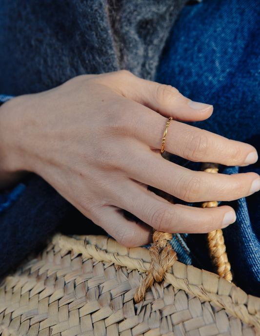 Gold Bead Detail Ring, Tarnish-Free Gold Plating