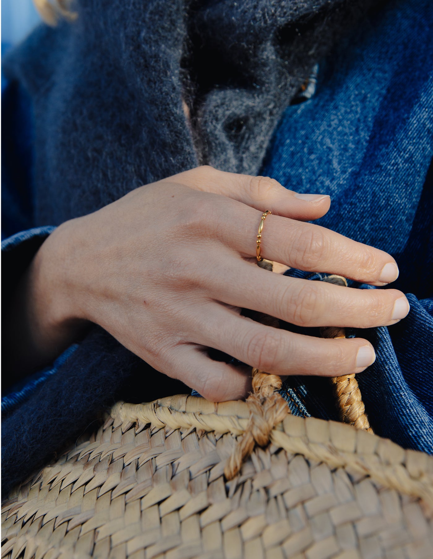 Gold Bead Detail Ring, Tarnish-Free Gold Plating