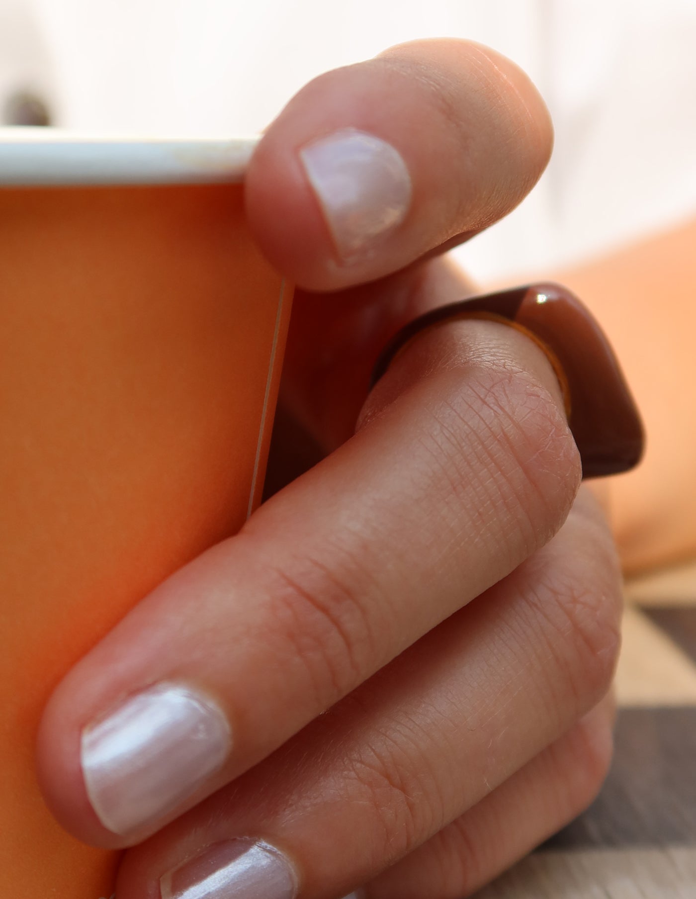 Coffee Gold Raised Fluid Ring, Tarnish-Free Gold Plating
