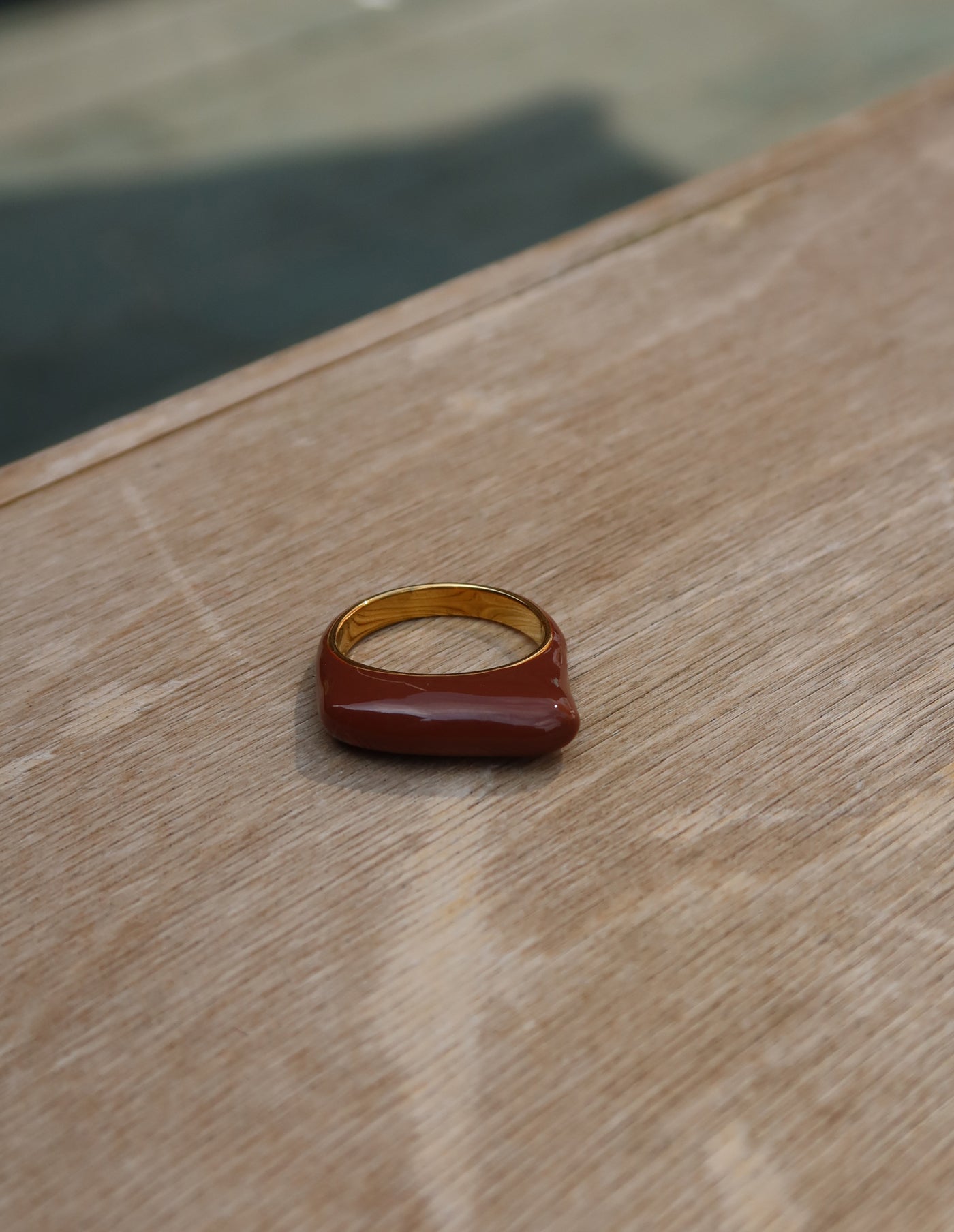 Coffee Gold Raised Fluid Ring, Tarnish-Free Gold Plating