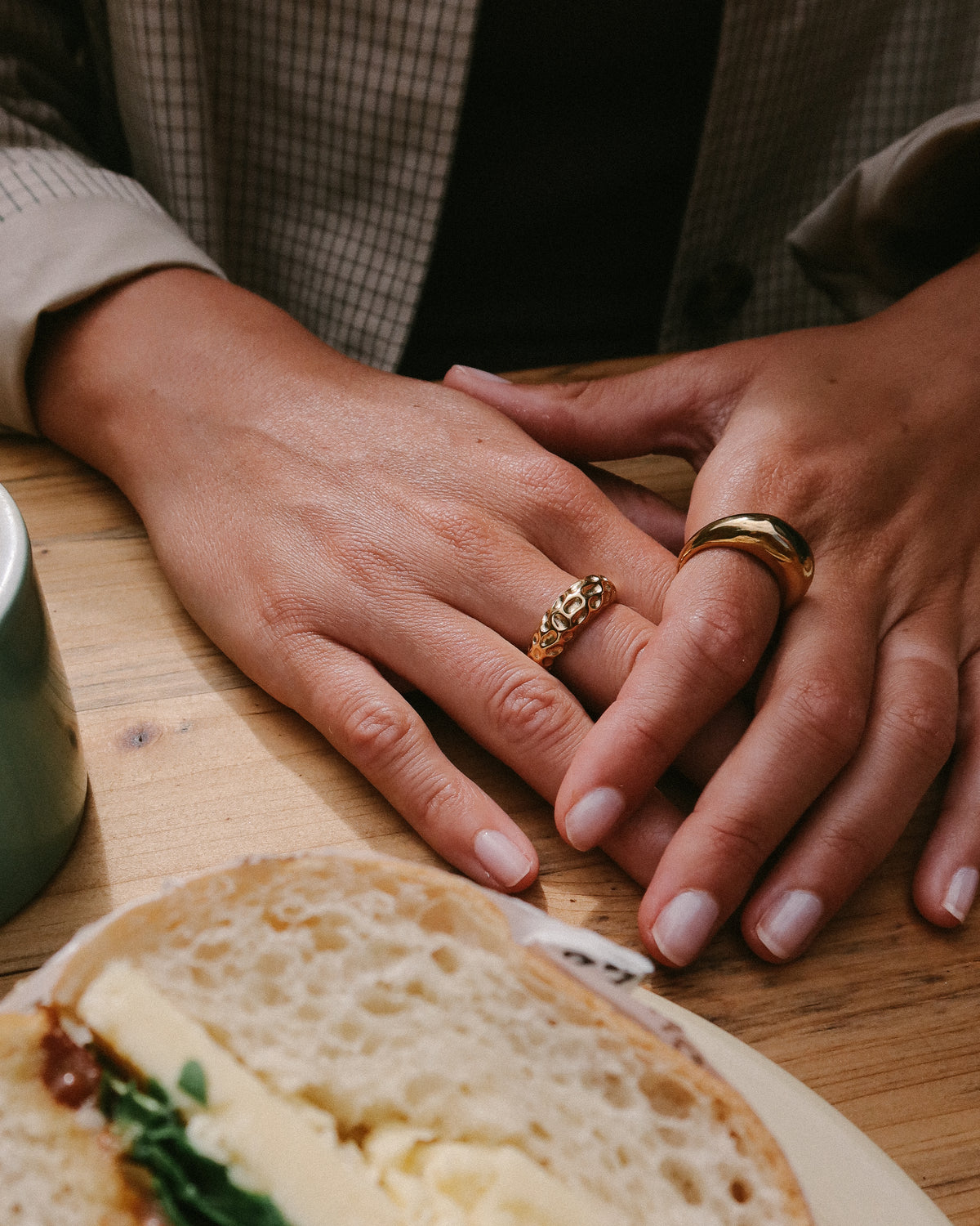 Gold Textured Dome Ring, Tarnish-Free Gold Plating