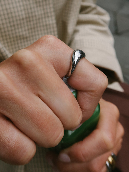 Silver Waved Dome Ring, Tarnish-Free Silver Plating