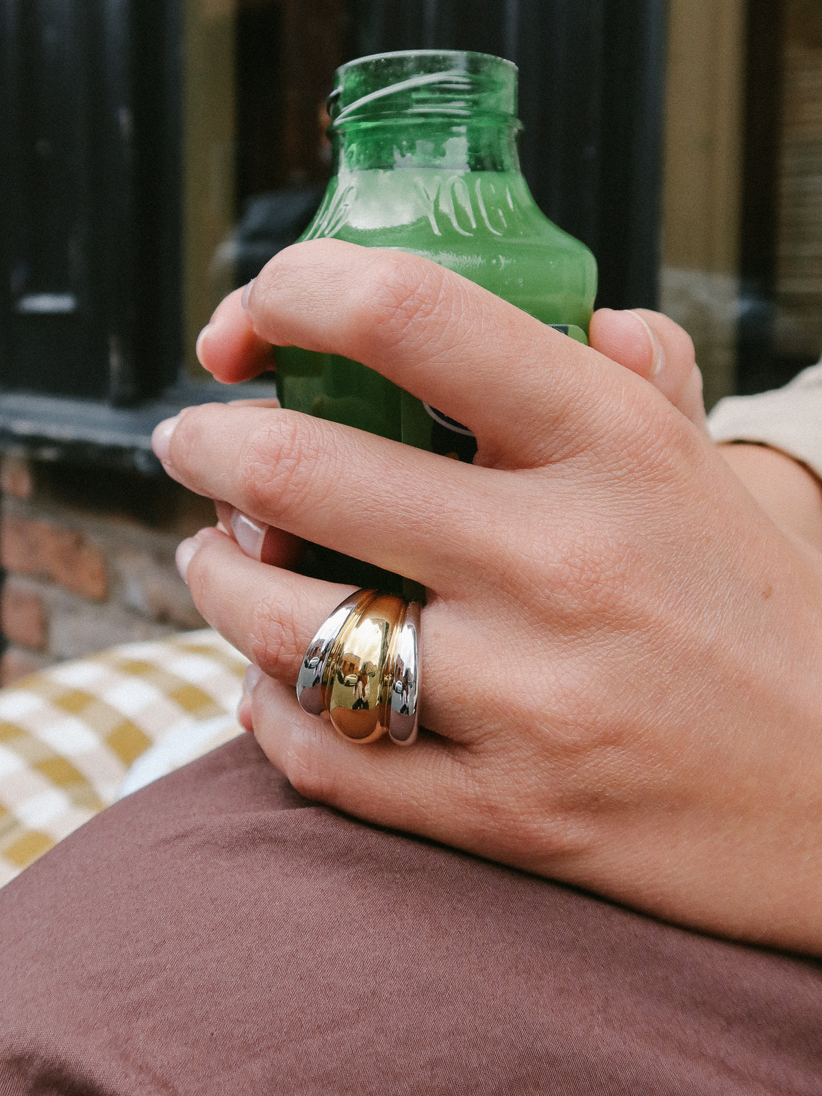 Gold and Silver Duo Dome Ring, Tarnish-Free Plating