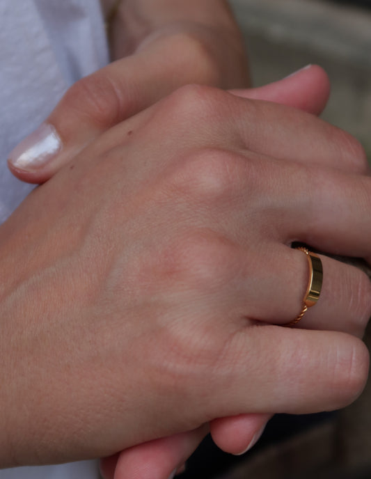 Gold Delicate Plaque Ring, Tarnish-Free Gold Plating
