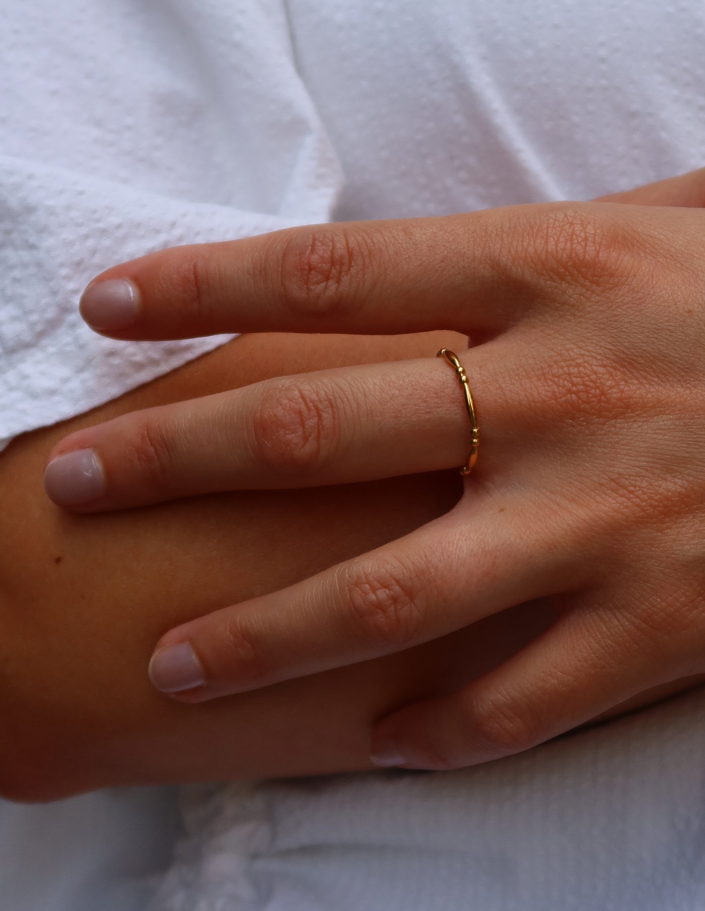 Gold Bead Detail Ring, Tarnish-Free Gold Plating