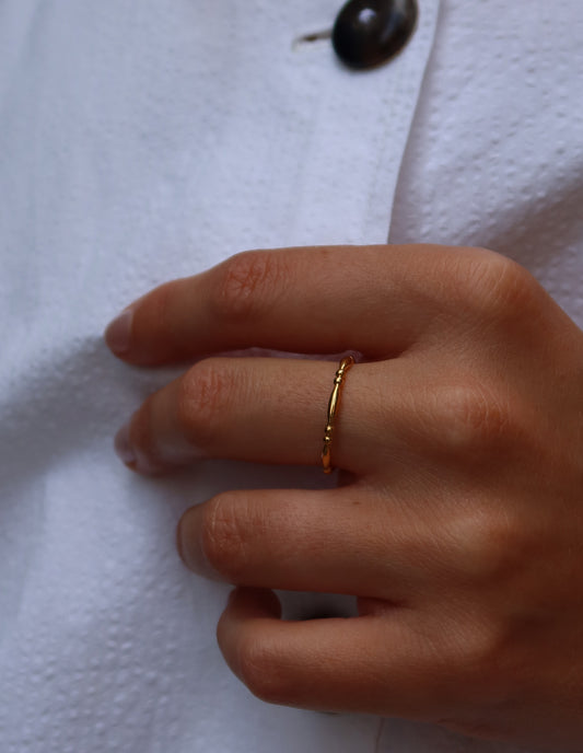 Gold Bead Detail Ring, Tarnish-Free Gold Plating