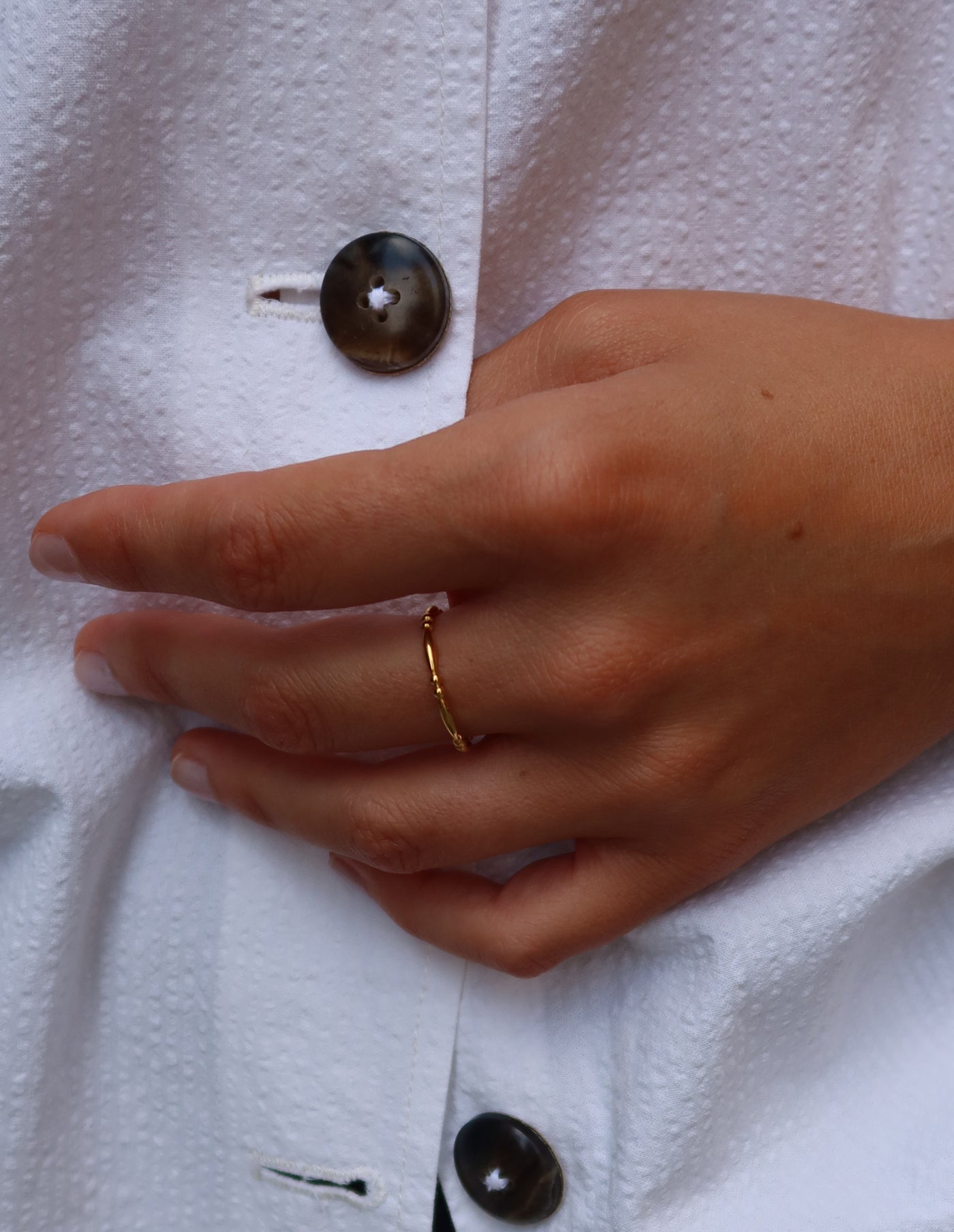 Gold Bead Detail Ring, Tarnish-Free Gold Plating