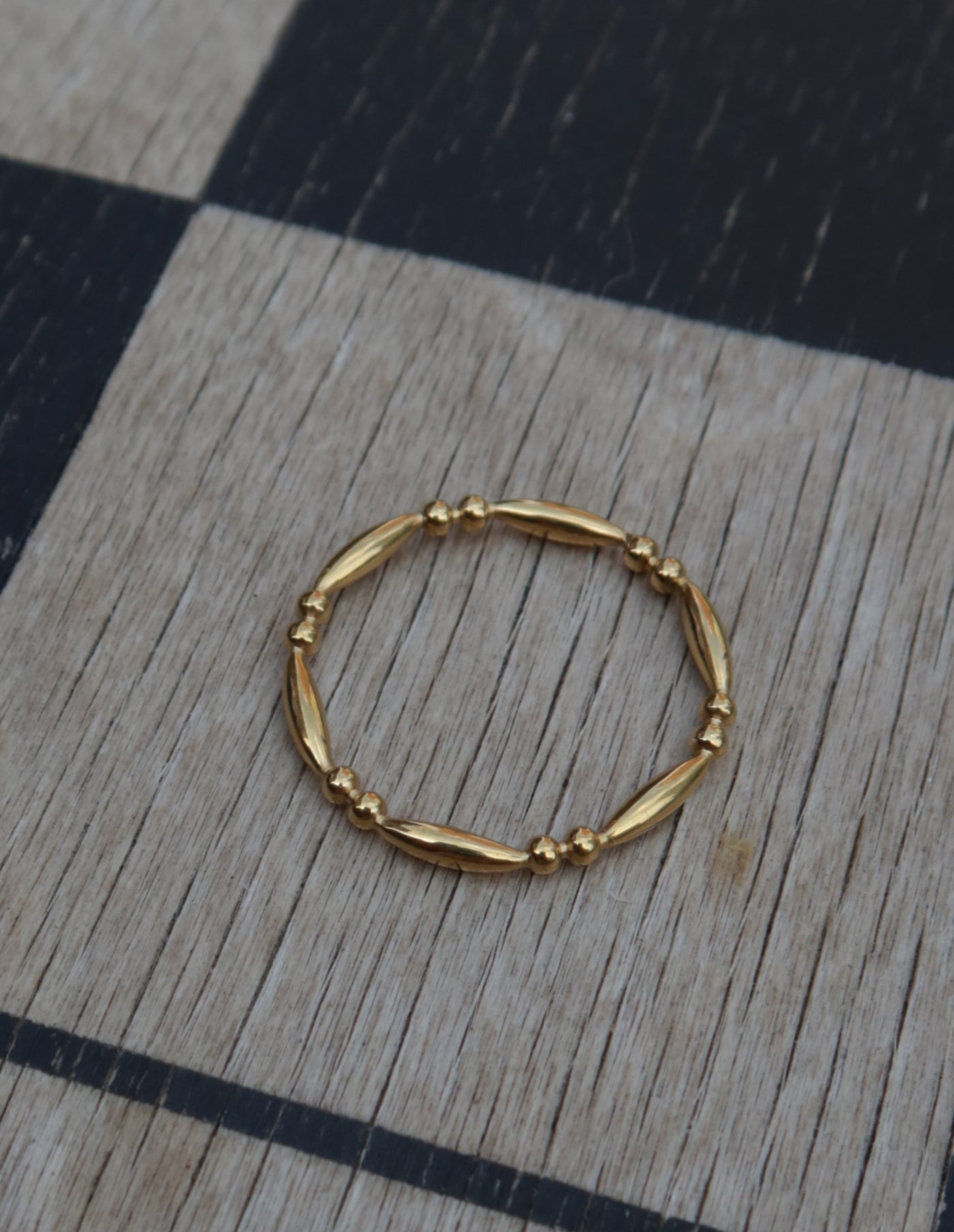 Gold Bead Detail Ring, Tarnish-Free Gold Plating
