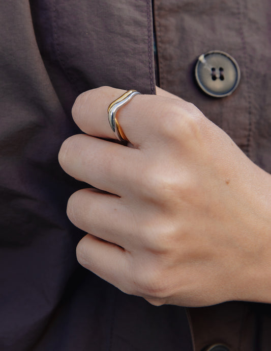 Gold and Silver Entwined Ring, Tarnish-Free Plating