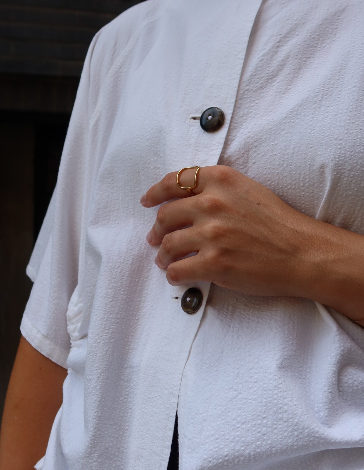 Gold Open Square Shape Ring, Tarnish-Free Gold Plating